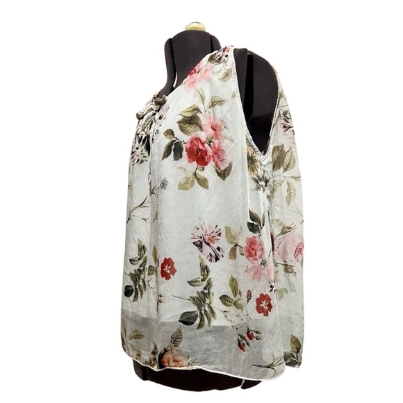 Belle France Silk Blend Double Layer Sleeveless Floral Tank Size S - Picture 4 of 7